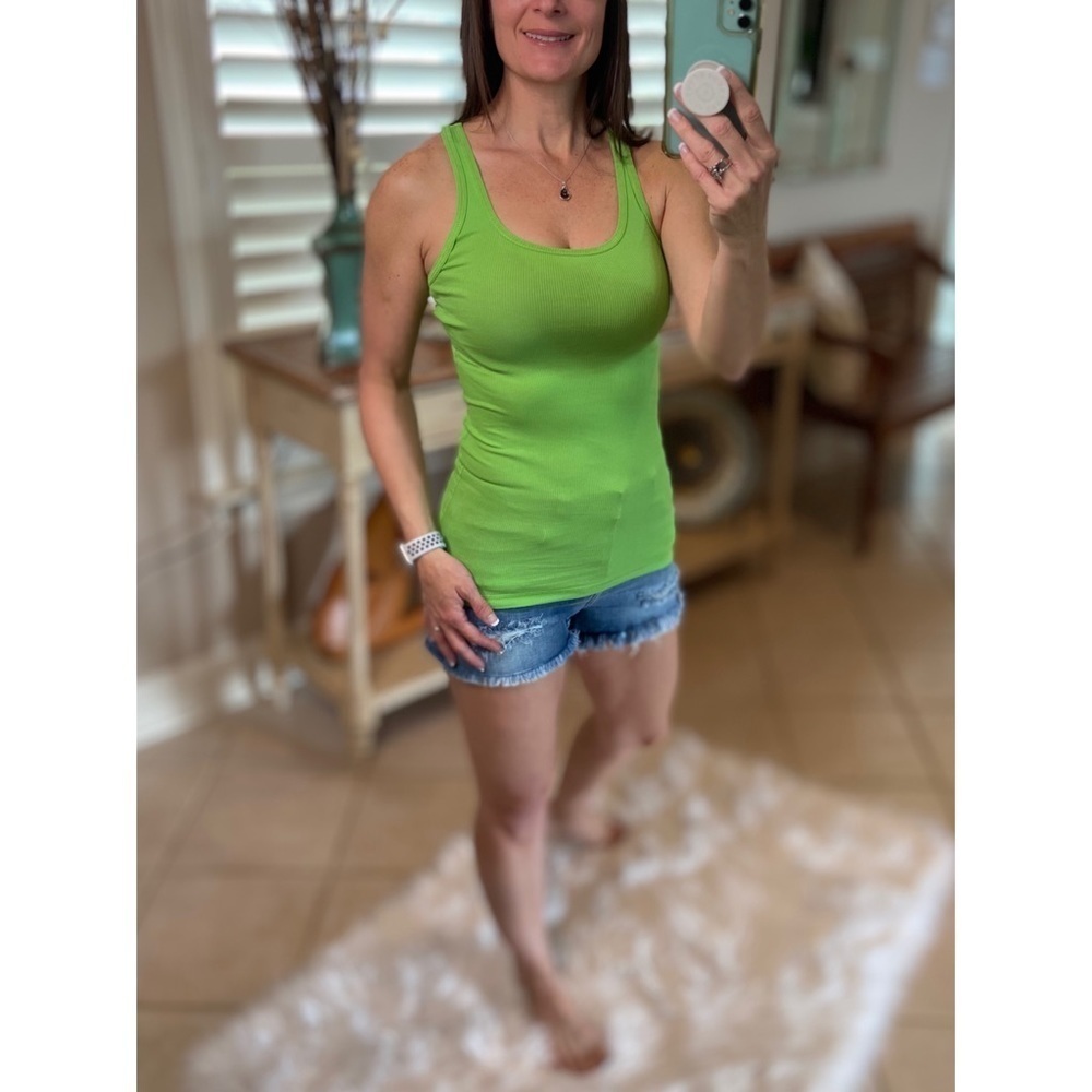 Ribbed Racerback Boy Beater Tank Lime Green  1121